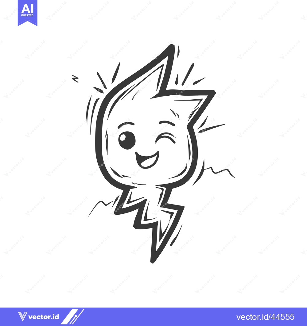 Premium Vector dari Hand-drawn cartoon illustration of a winking lightning bolt with a hap