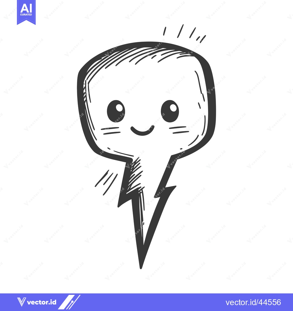 Premium Vector dari Hand-Drawn Cartoon Lightning Bolt with Smiling Face