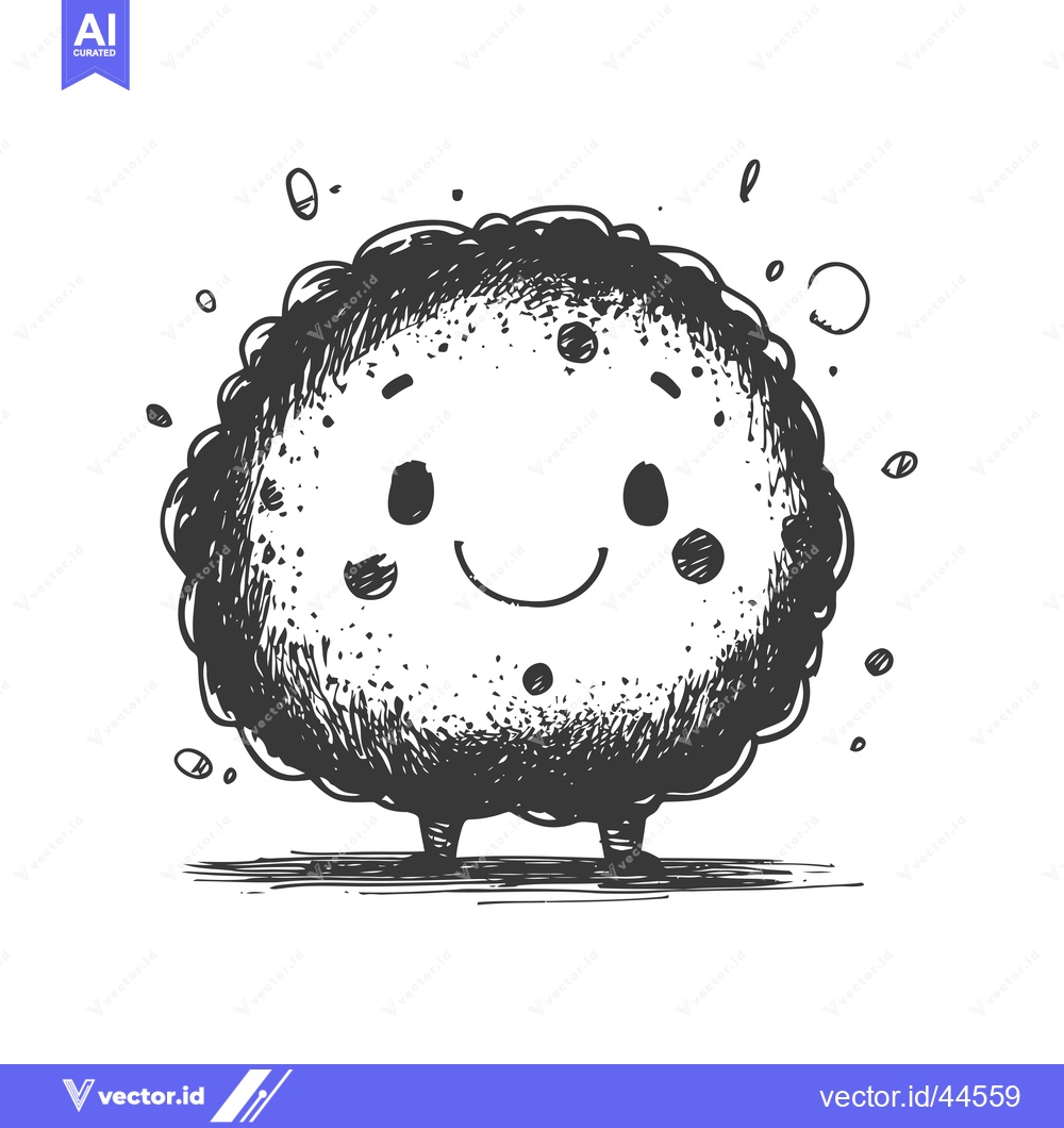 Premium Vector dari Hand-Drawn Cartoon of a Smiling Round Character with Small Legs