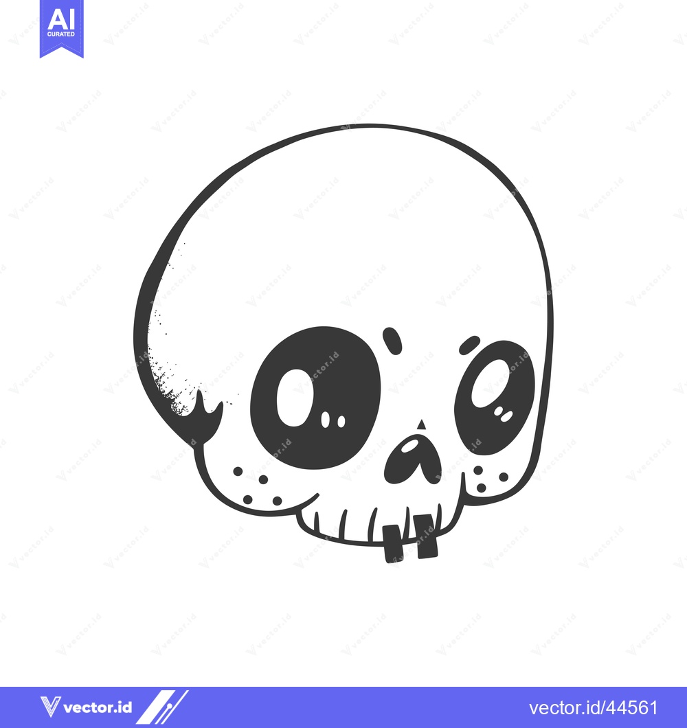 Premium Vector of Hand-Drawn Cartoon Skull with Big Eyes