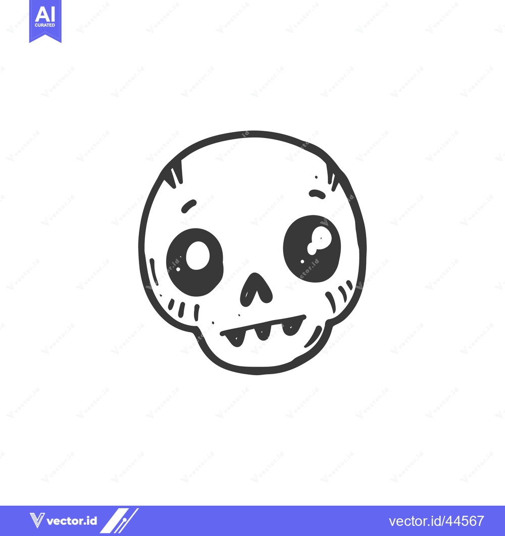 Premium Vector dari Hand-drawn cartoon skull with big eyes and teeth