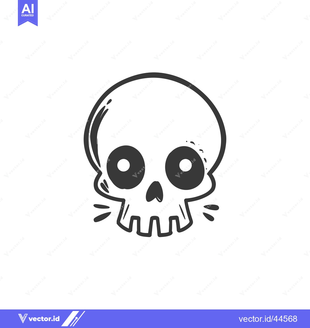 Premium Vector of Hand-drawn Cartoon Skull with Large Eyes