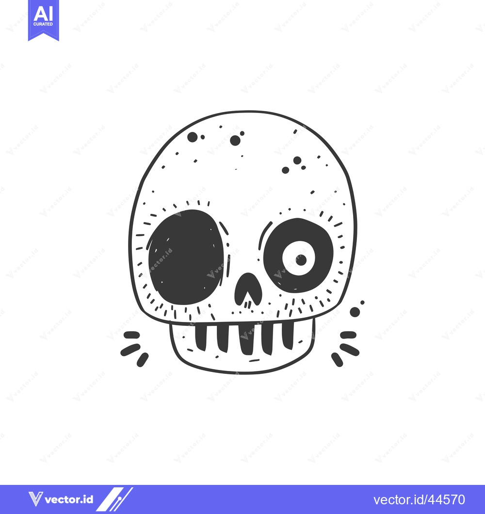 Premium Vector dari Hand-drawn cartoon skull with one eye and teeth