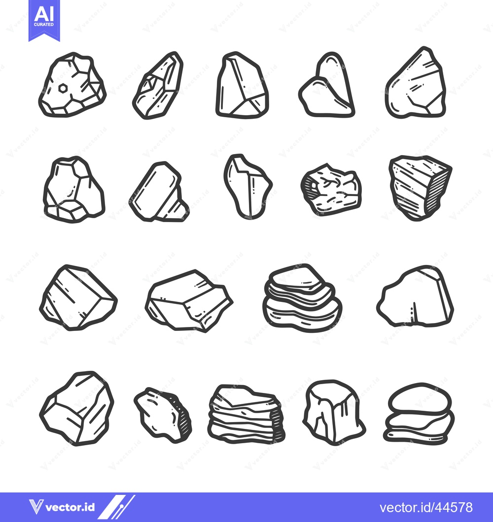 Premium Vector dari Hand Drawn Collection of 20 Rock Shapes