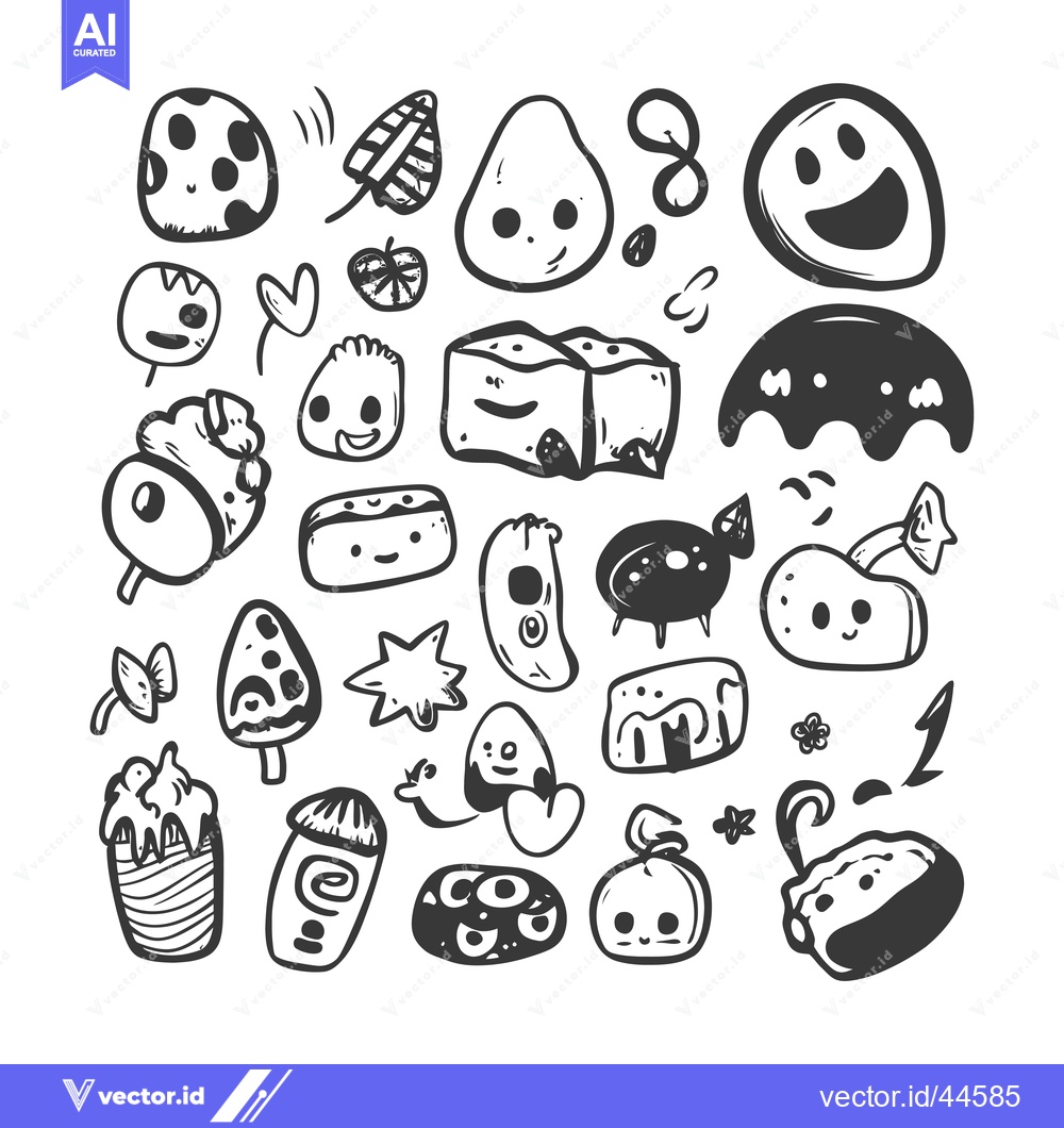 Premium Vector dari Hand-drawn Collection of Cute Cartoon Characters with Funny Expression