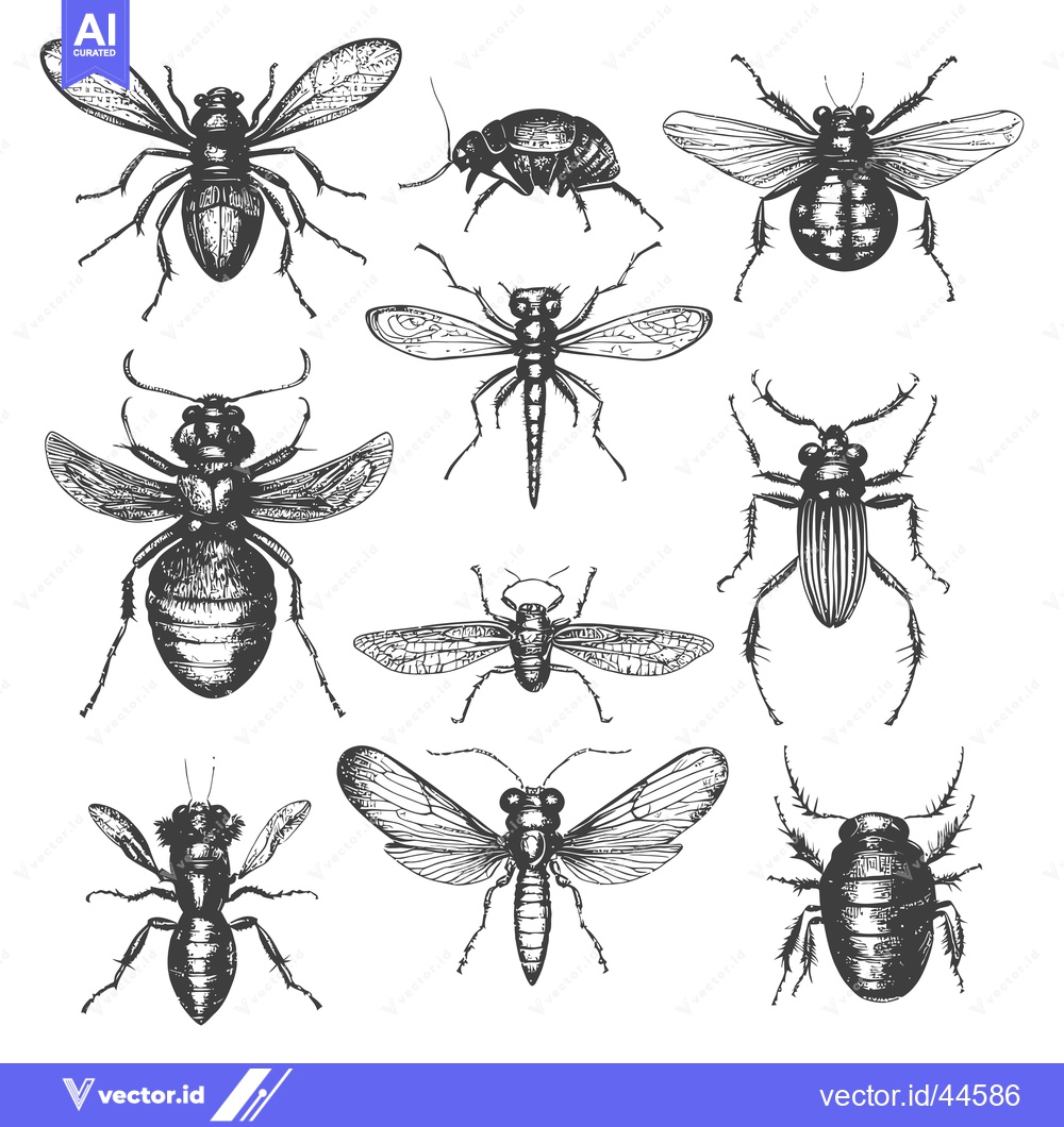 Premium Vector dari Hand-drawn Collection of Detailed Insect Illustrations