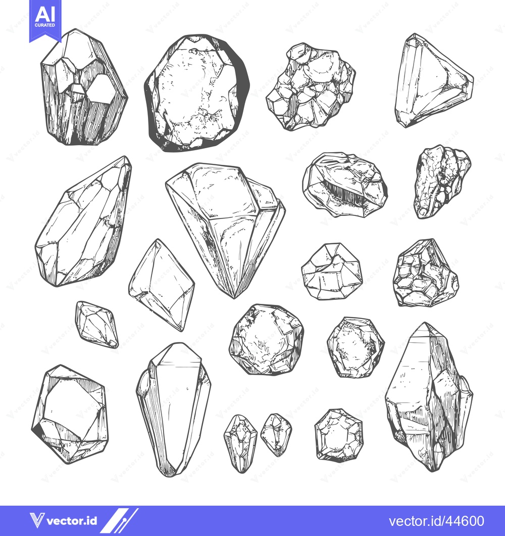 Premium Vector dari Hand-Drawn Collection of Various Crystal Shapes