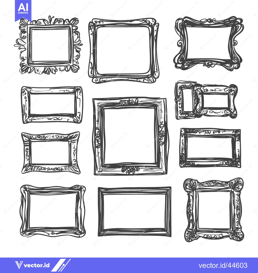 Premium Vector of Hand-drawn collection of various ornate picture frames