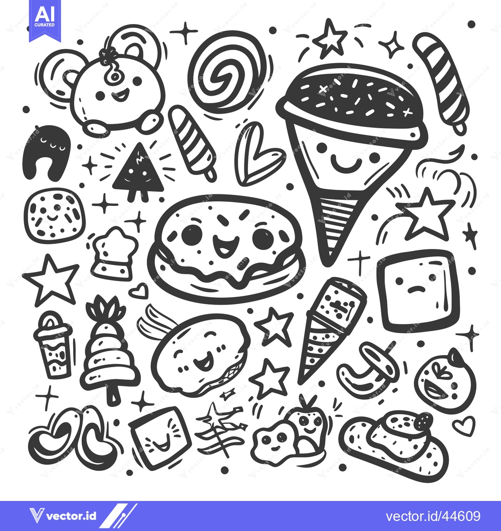 Premium Vector dari Hand-Drawn Cute Doodle Icons with Happy and Sad Faces