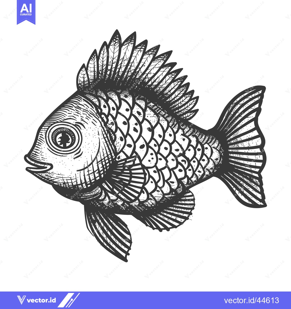 Premium Vector dari Hand-drawn Detailed Illustration of a Fish with a Spiky Fin