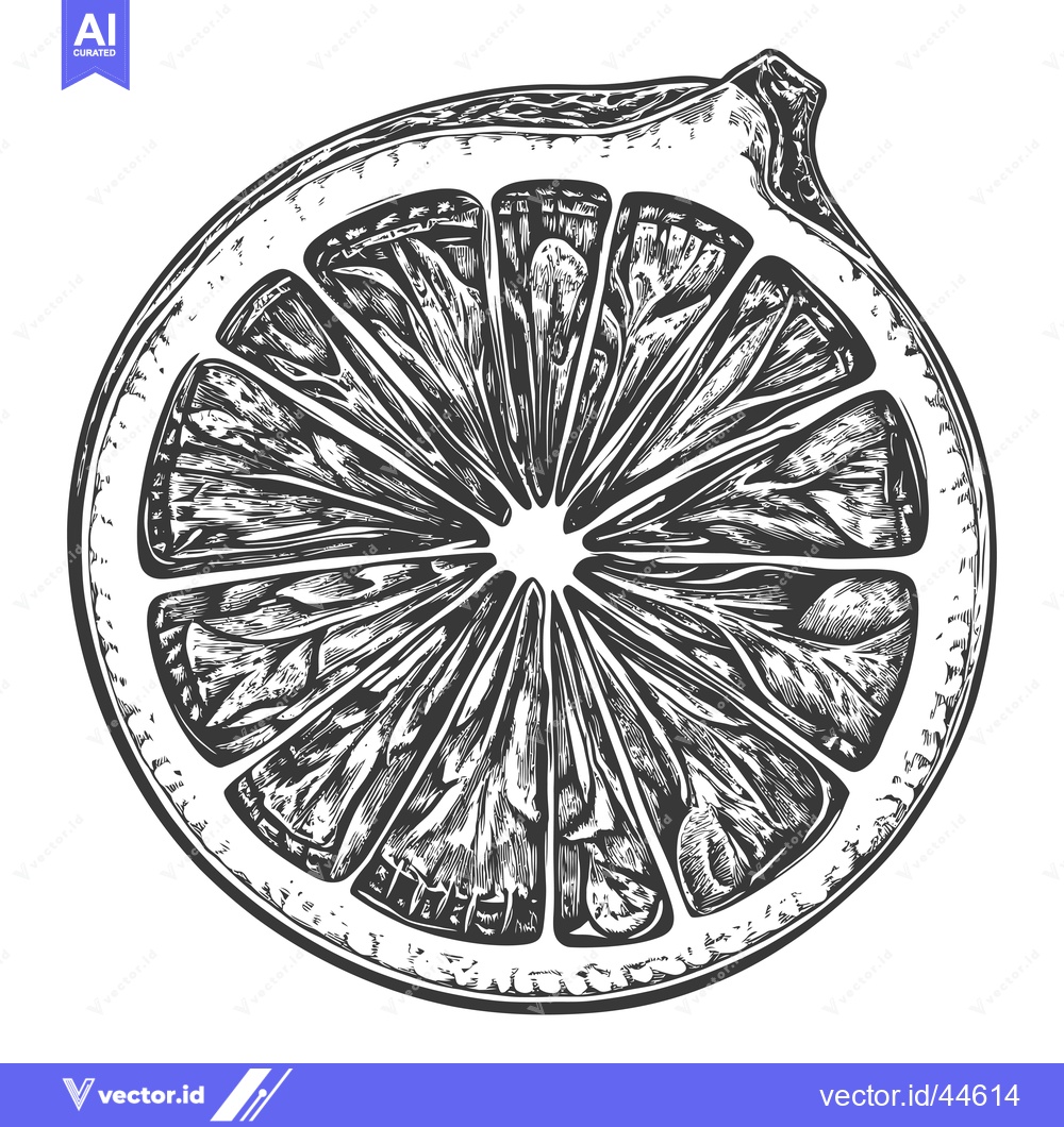 Premium Vector dari Hand-Drawn Detailed Illustration of a Sliced Lemon