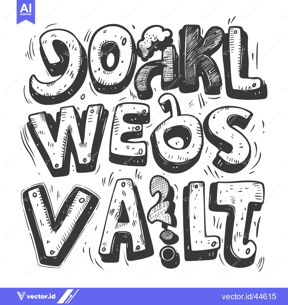 Premium Vector dari Hand-Drawn Doodle Alphabet Letters in Bold 3D Style