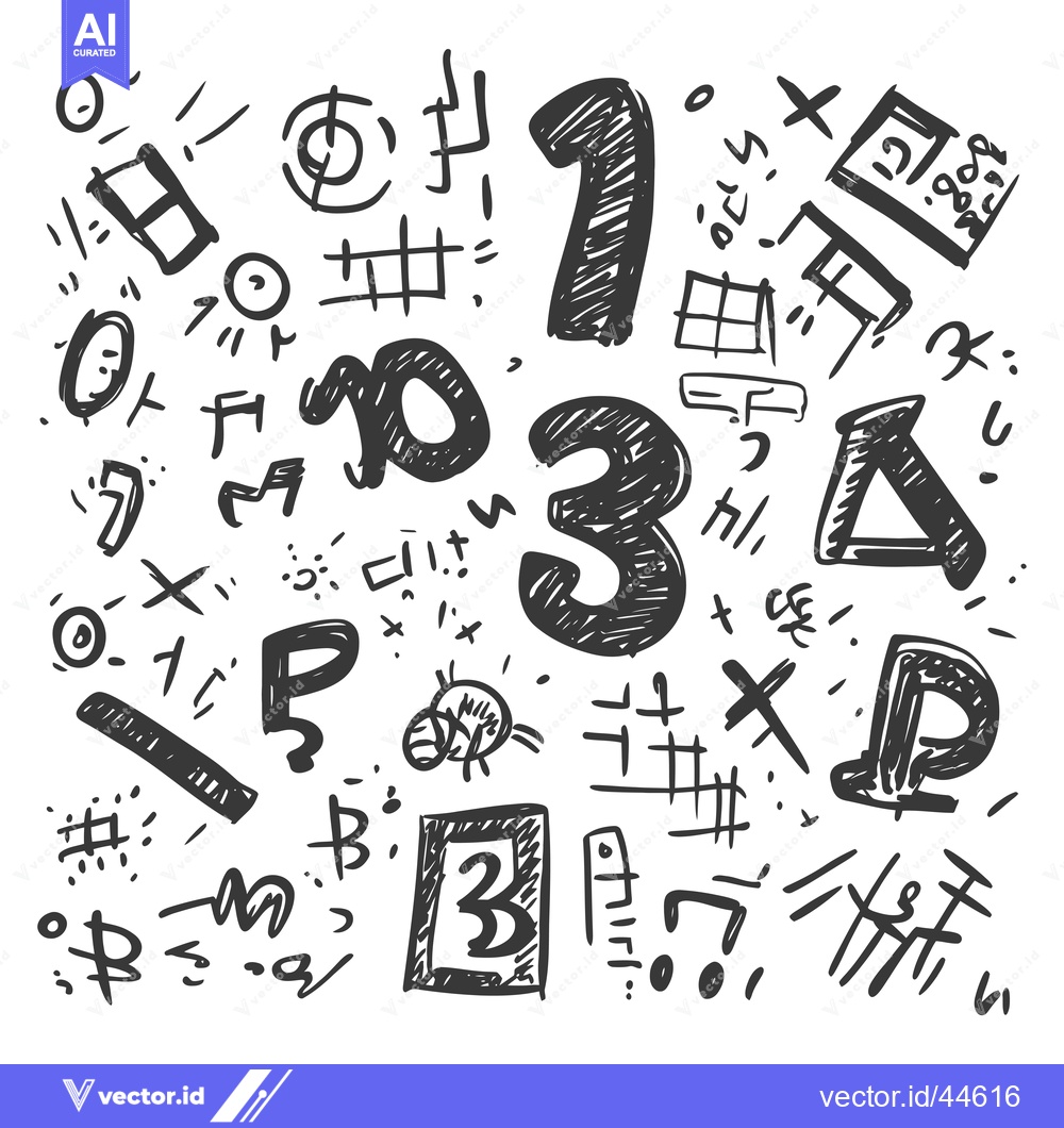 Premium Vector of Hand-drawn doodle art with numbers, symbols and abstract shapes