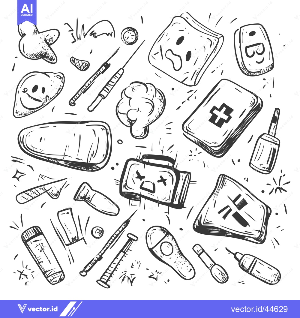 Premium Vector of Hand-Drawn Doodle Collection of Medical and Healthcare Supplies