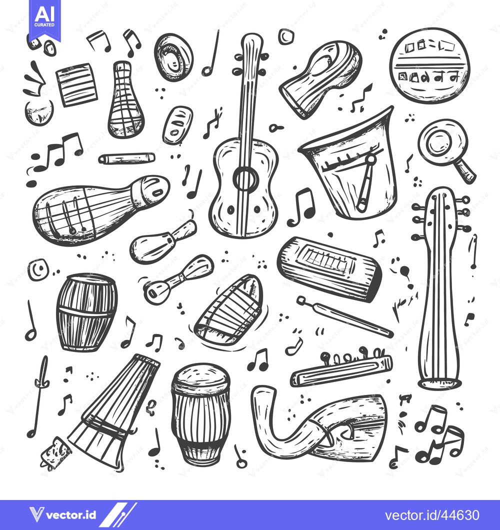 Premium Vector of Hand-drawn doodle collection of musical instruments