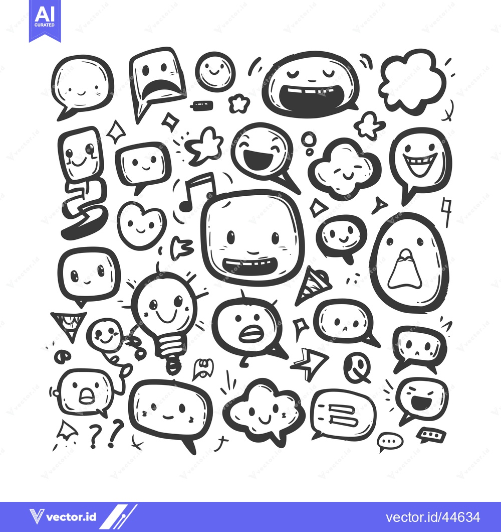 Premium Vector of Hand-drawn doodle collection of speech bubbles with various expression
