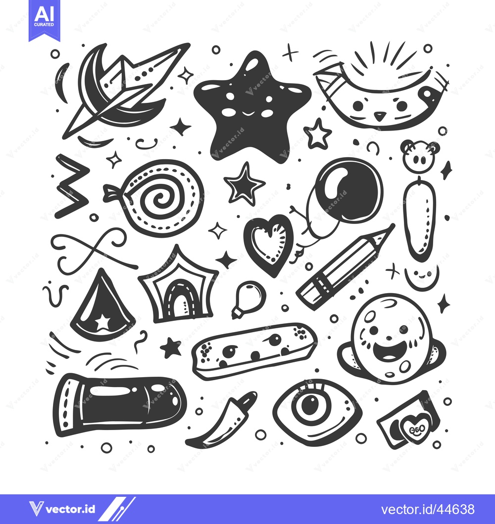 Premium Vector of Hand-Drawn Doodle Collection of Whimsical and Abstract Shapes