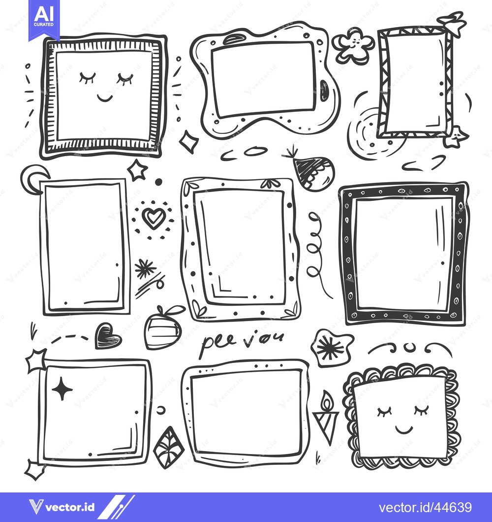 Premium Vector dari Hand-Drawn Doodle Frames with Decorative Elements