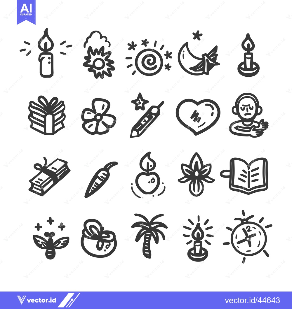 Premium Vector dari Hand-Drawn Doodle Icons of Various Objects and Symbols