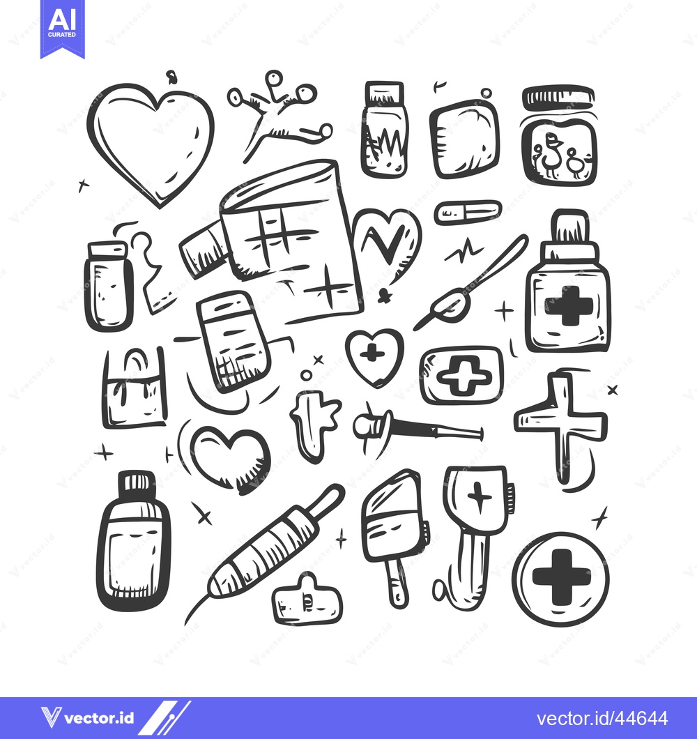 Premium Vector of Hand-drawn doodle icons related to healthcare and medicine
