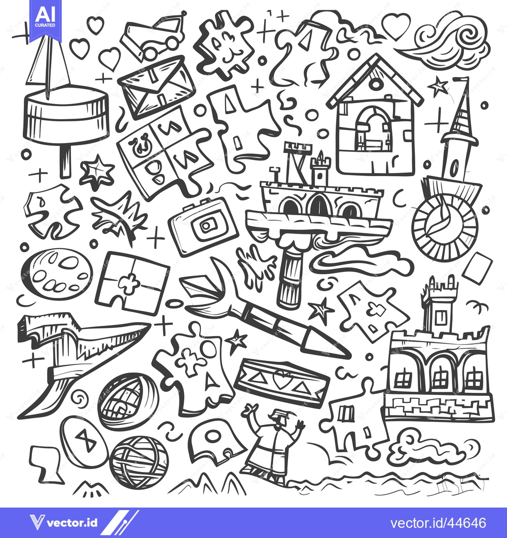 Premium Vector of Hand-Drawn Doodle Illustration Featuring a Variety of Objects and Shap