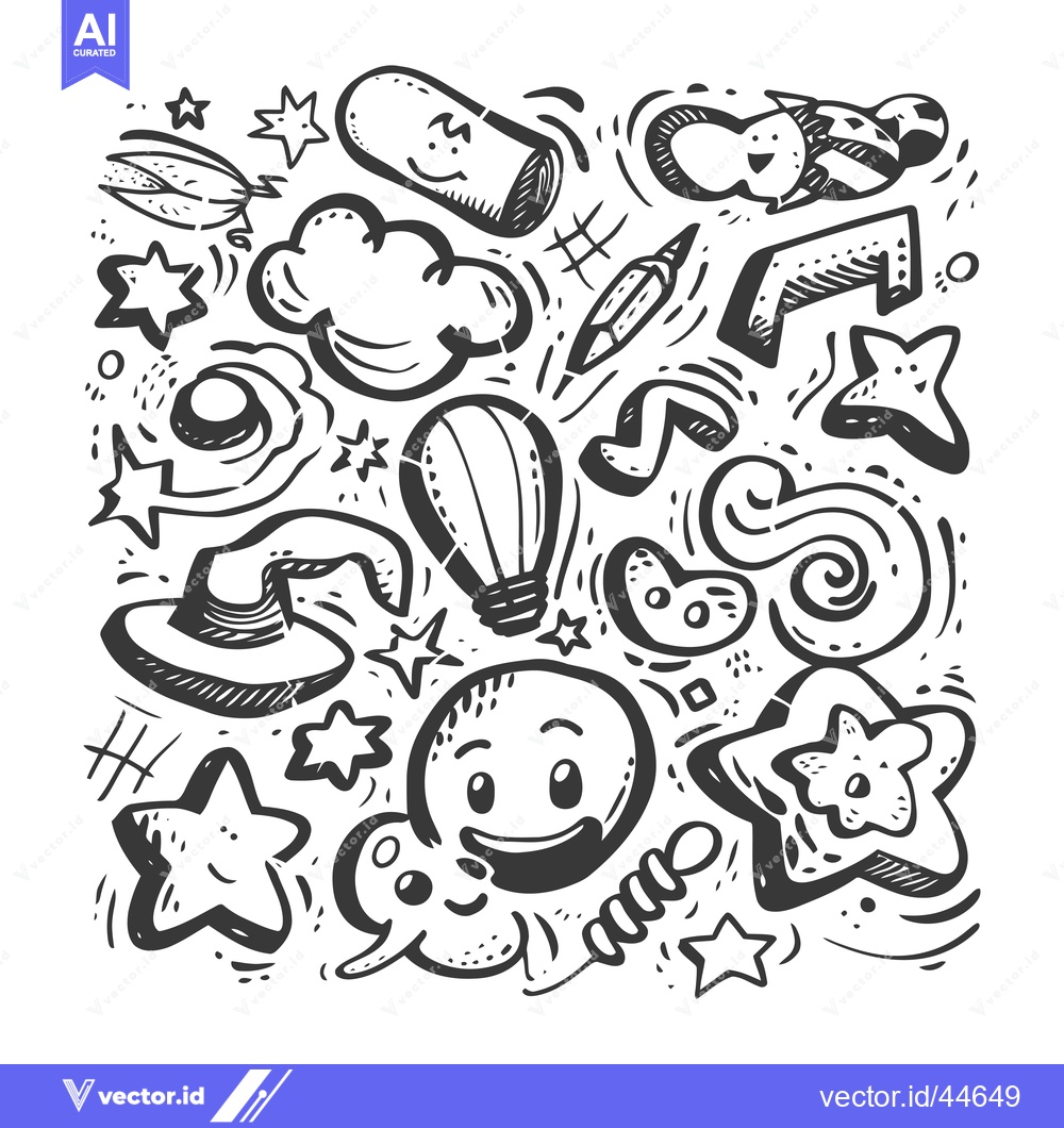 Premium Vector dari Hand-drawn Doodle Illustration Featuring Smiling Cartoon Characters an