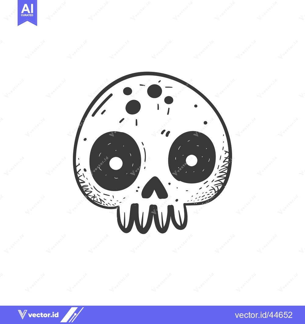 Premium Vector of Hand-drawn doodle illustration of a cartoon skull