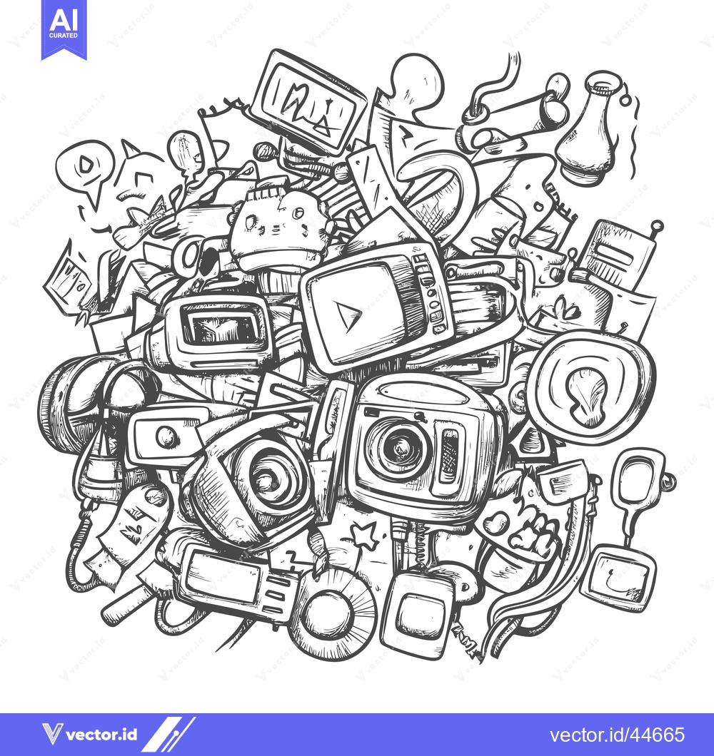 Premium Vector of Hand-drawn Doodle Illustration of Cameras and Technology