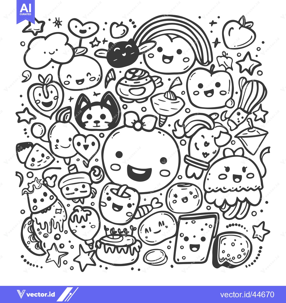 Premium Vector dari Hand-Drawn Doodle Illustration of Cute Cartoon Characters