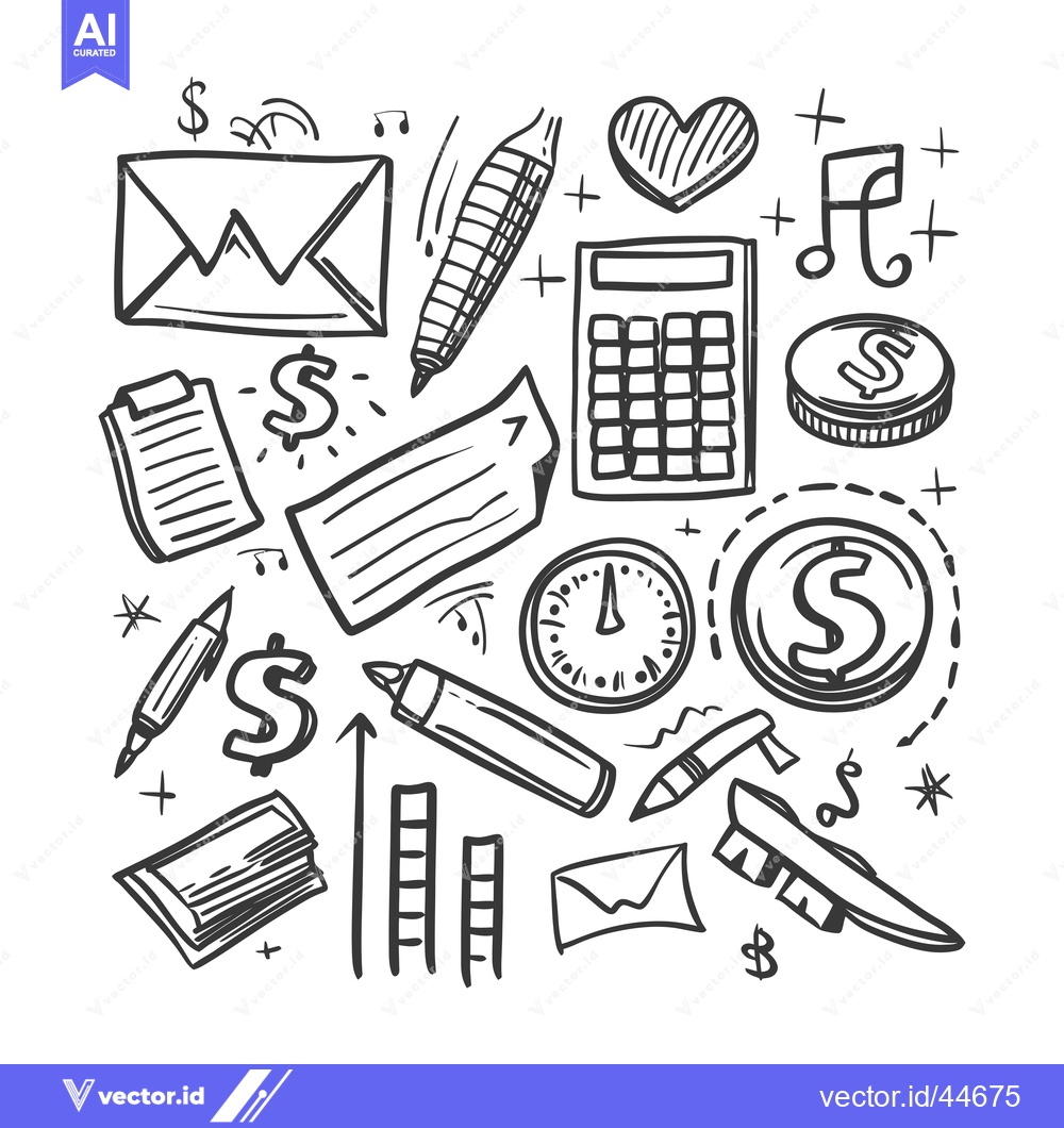 Premium Vector dari Hand-drawn Doodle Illustration of Financial and Business Objects