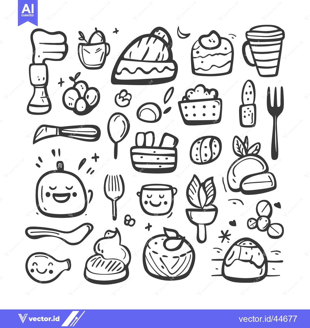 Premium Vector dari Hand-Drawn Doodle Illustration of Food and Kitchenware
