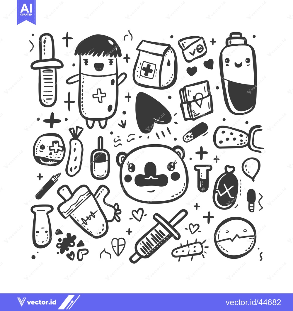 Premium Vector of Hand-drawn doodle illustration of medical and health related objects