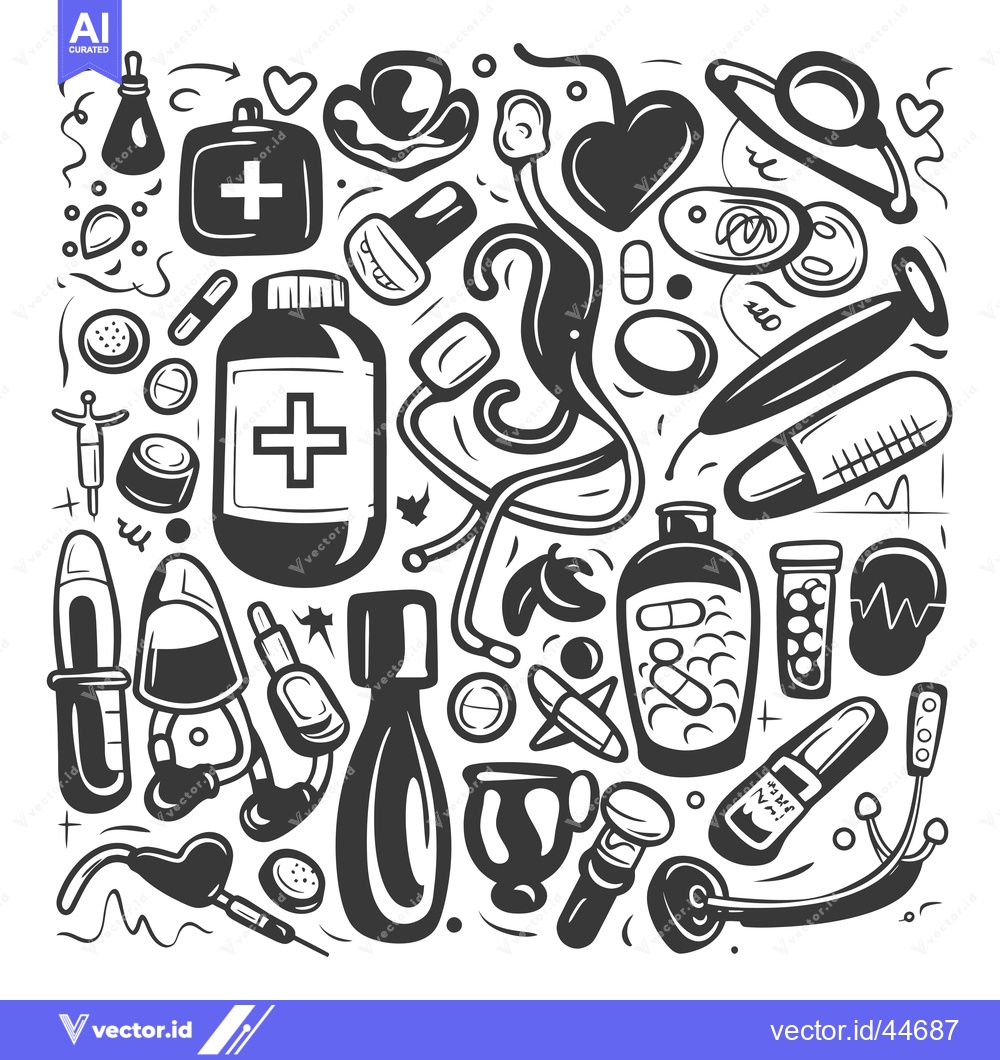 Premium Vector of Hand-drawn Doodle Illustration of Medical Supplies and Equipment