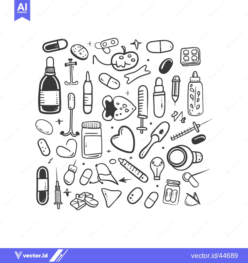 Premium Vector of Hand-Drawn Doodle Illustration of Medical Supplies and Pharmaceuticals