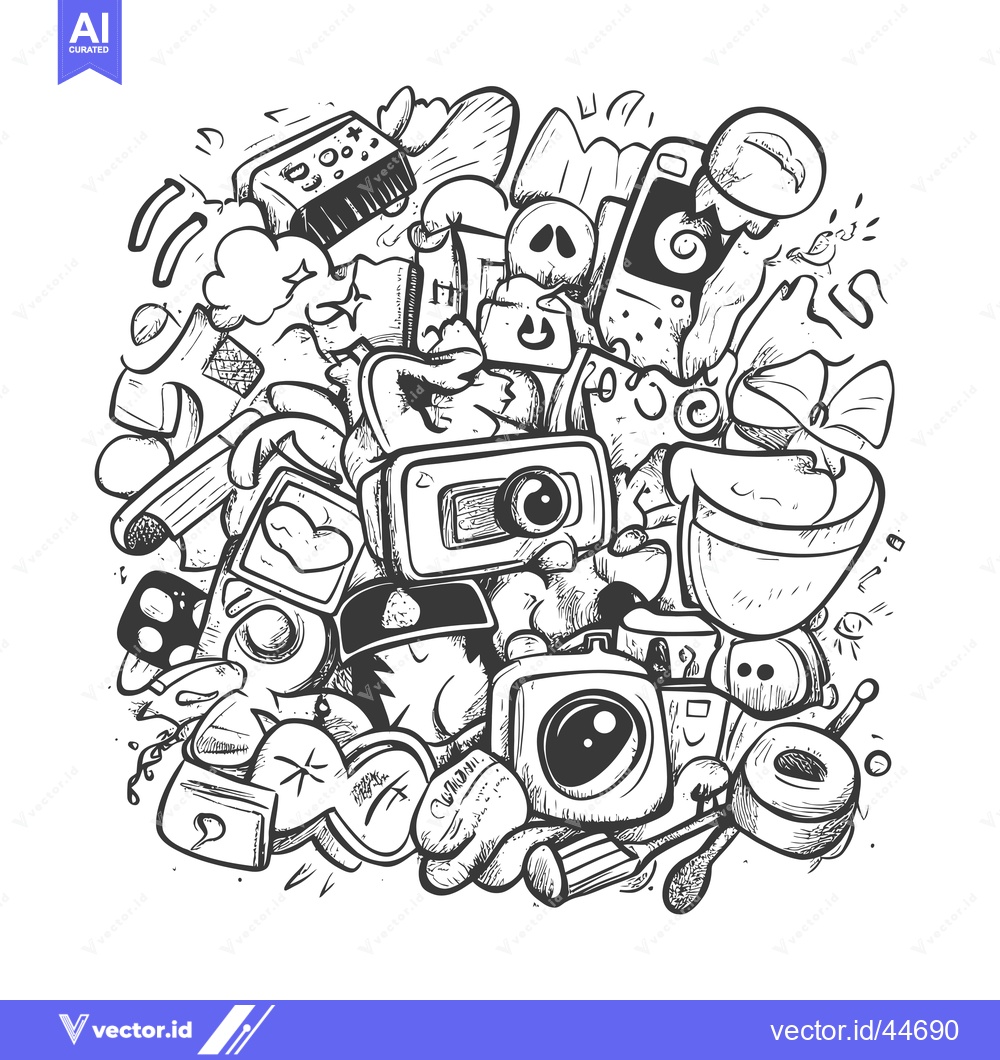 Premium Vector dari Hand-Drawn Doodle Illustration of Miscellaneous Objects