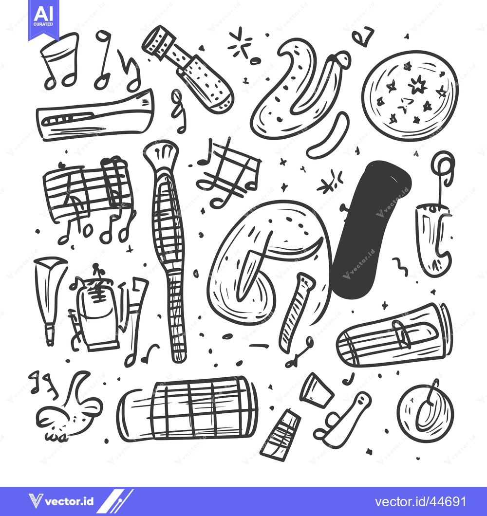 Premium Vector of Hand-Drawn Doodle Illustration of Musical Instruments and Notes