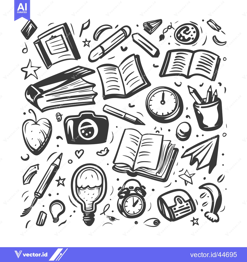 Premium Vector dari Hand-drawn Doodle Illustration of School Supplies and Objects