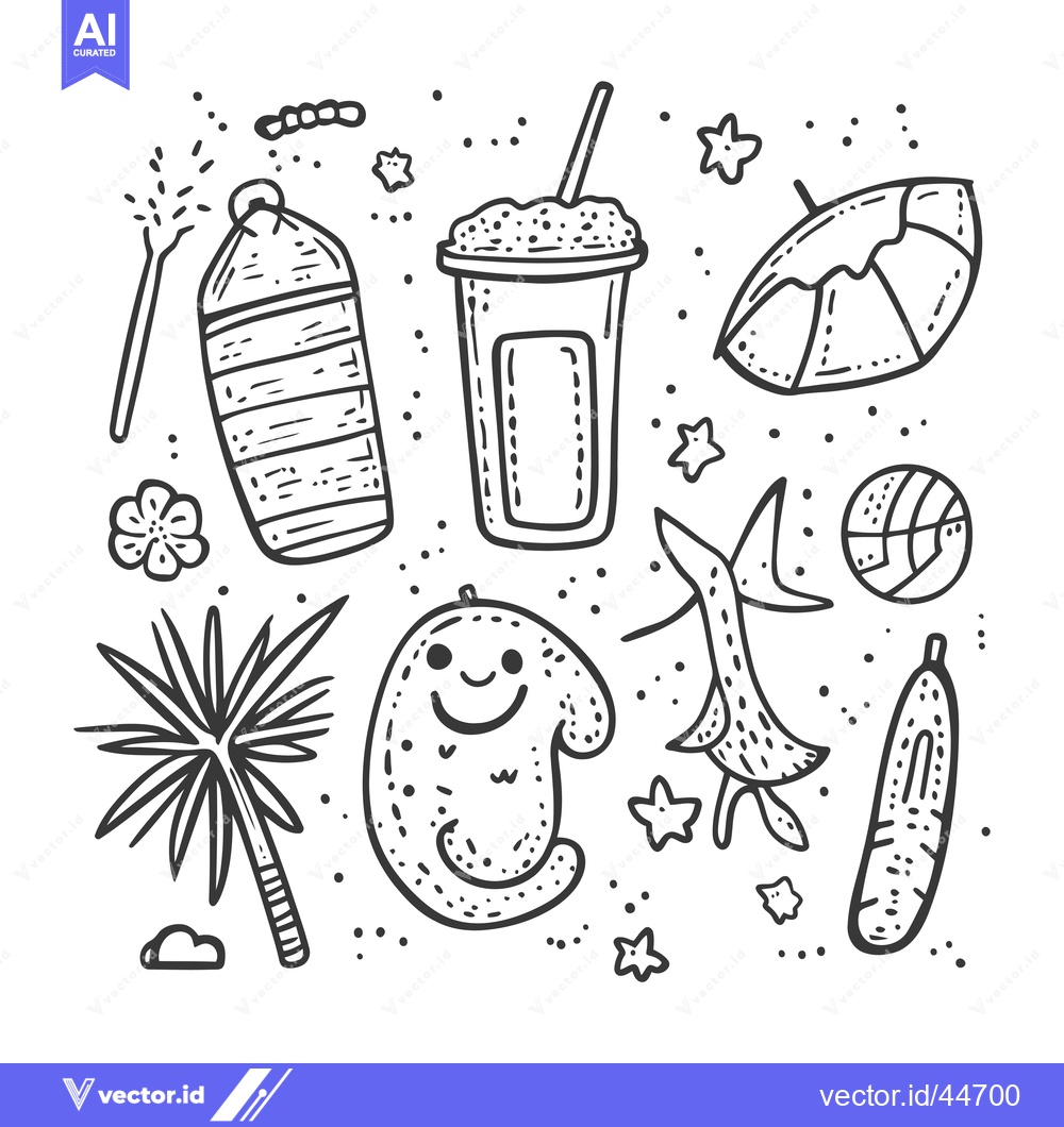 Premium Vector dari Hand-drawn Doodle Illustration of Summer Beach Vacation Essentials