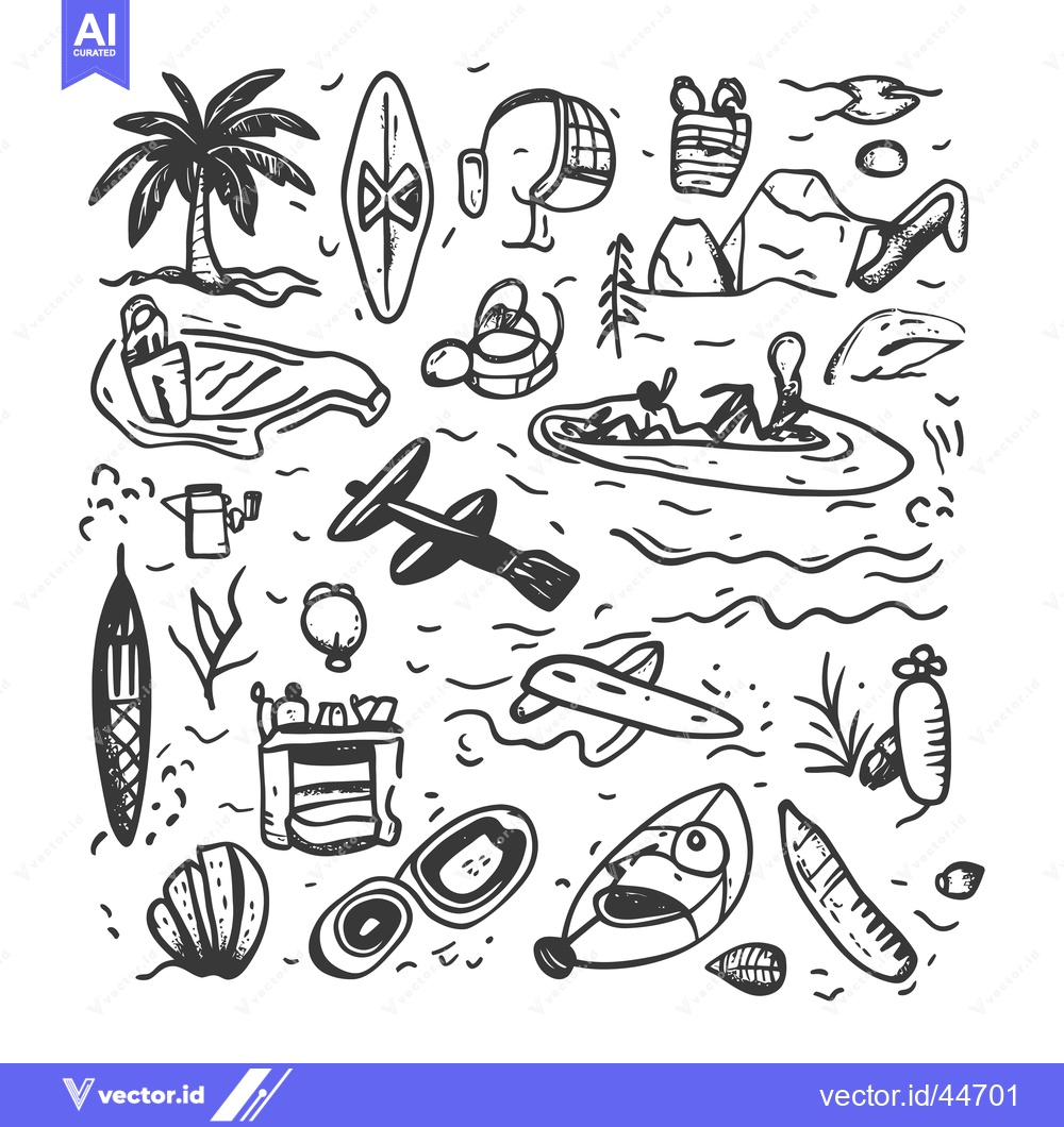 Premium Vector dari Hand-Drawn Doodle Illustration of Summer Vacation Essentials