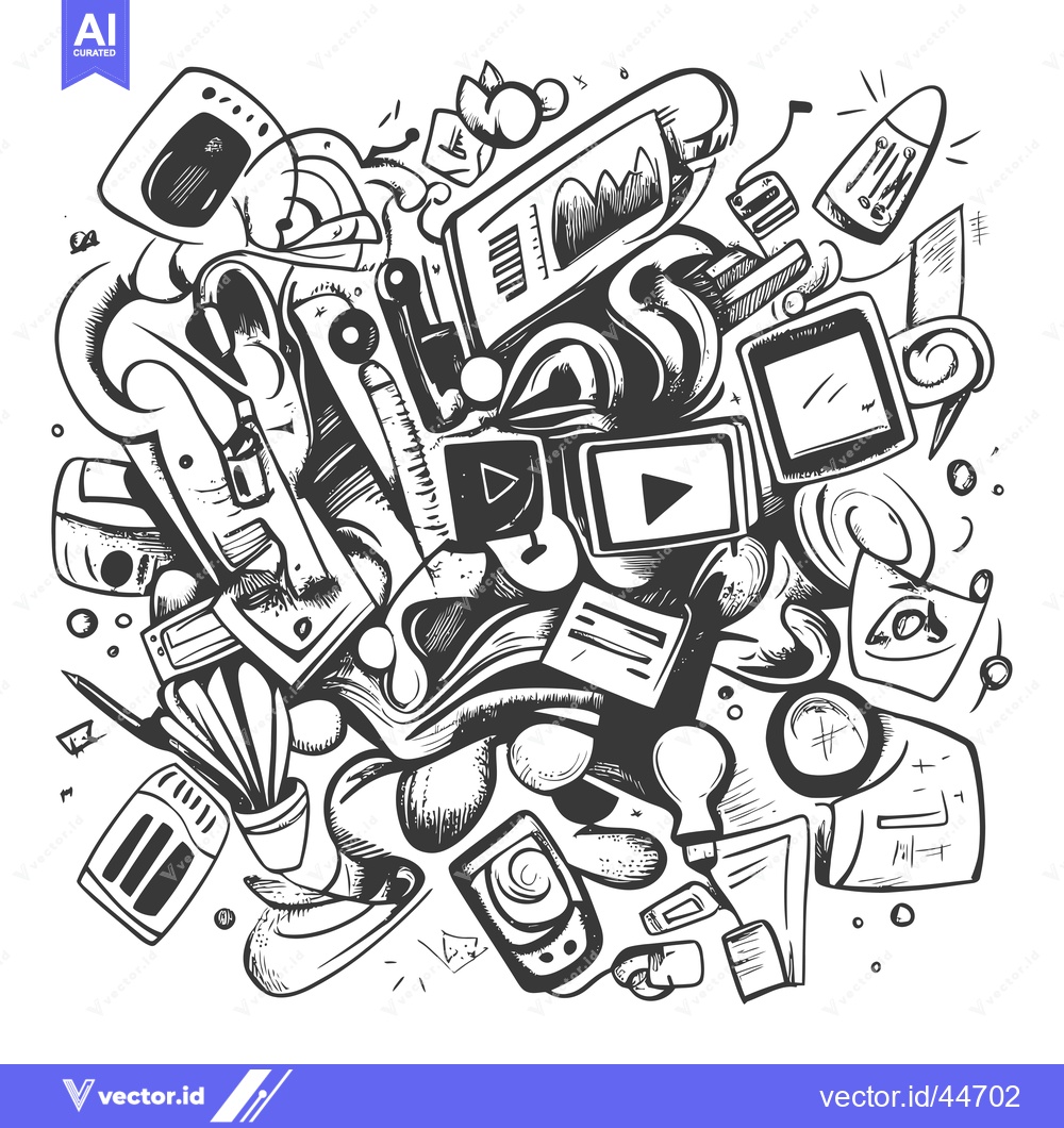 Premium Vector dari Hand-Drawn Doodle Illustration of Technology and Media Devices