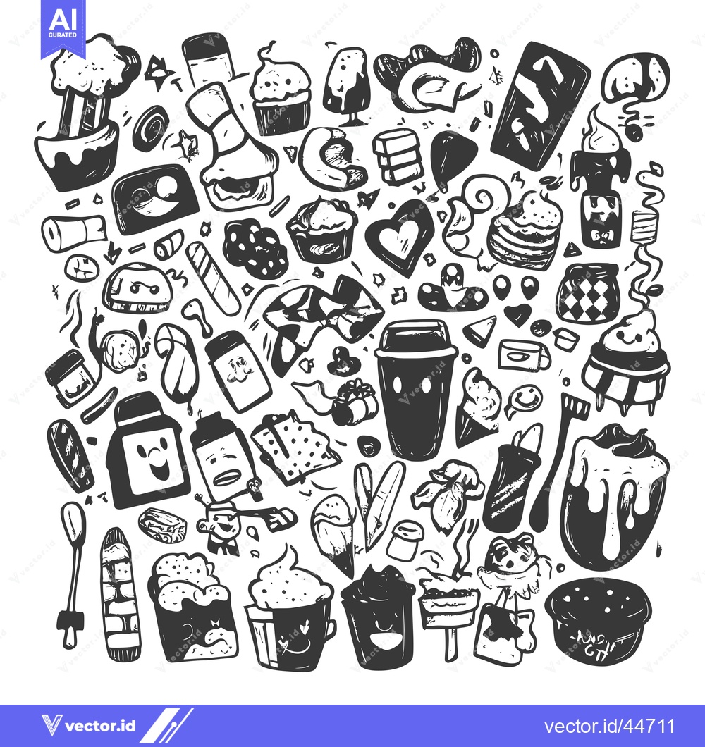 Premium Vector of Hand-Drawn Doodle Illustration of Various Desserts and Sweets