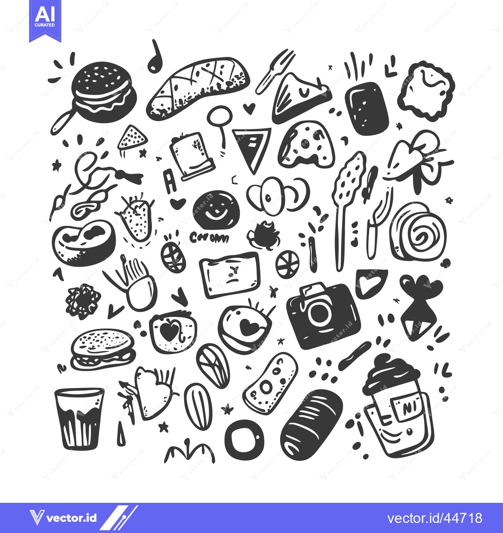 Premium Vector dari Hand-drawn doodle illustration of various food items and objects