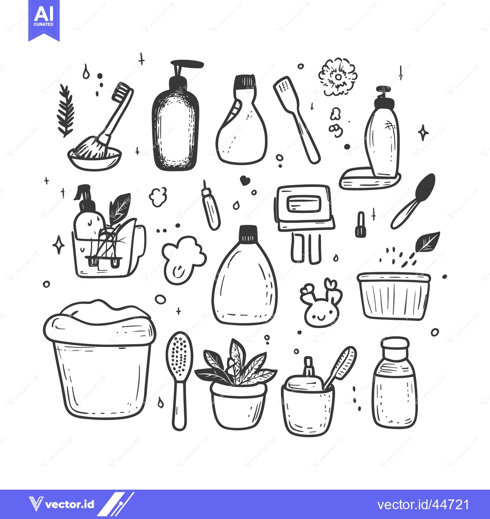 Premium Vector dari Hand-drawn doodle illustration of various household cleaning supplies