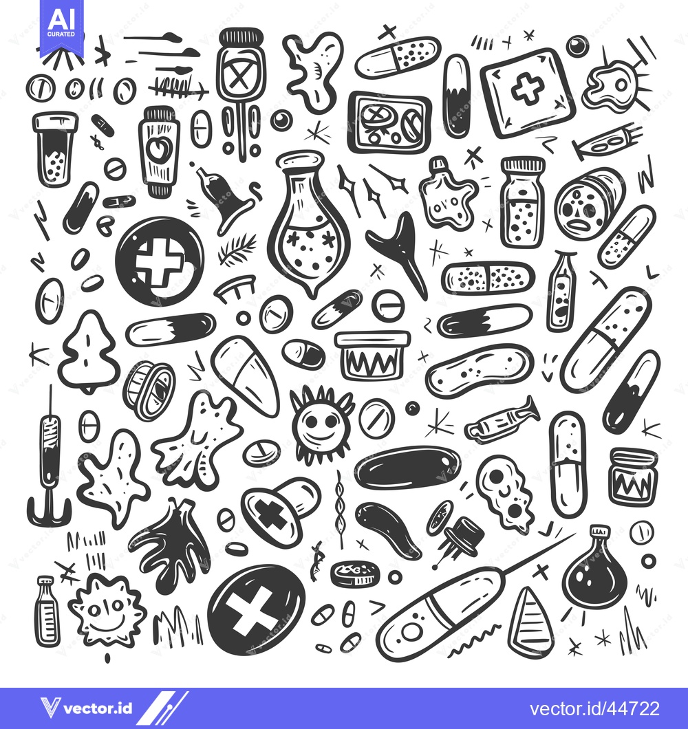 Premium Vector dari Hand-drawn doodle illustration of various medical and healthcare symbo