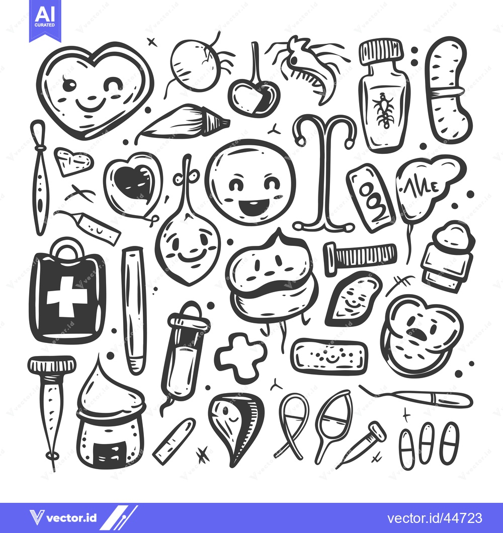 Premium Vector dari Hand-drawn Doodle Illustration of Various Medical and Healthcare Symbo