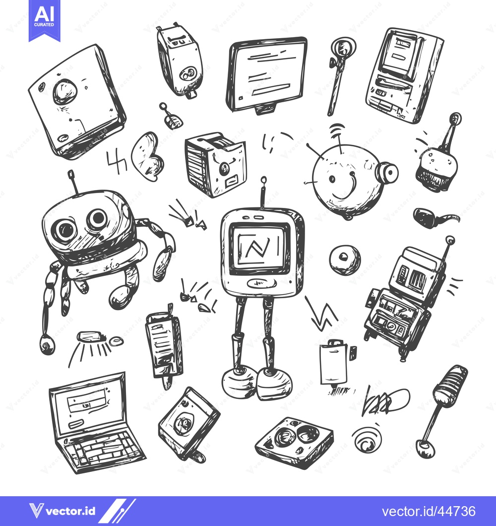 Premium Vector dari Hand-drawn doodle illustration of various retro and futuristic devices