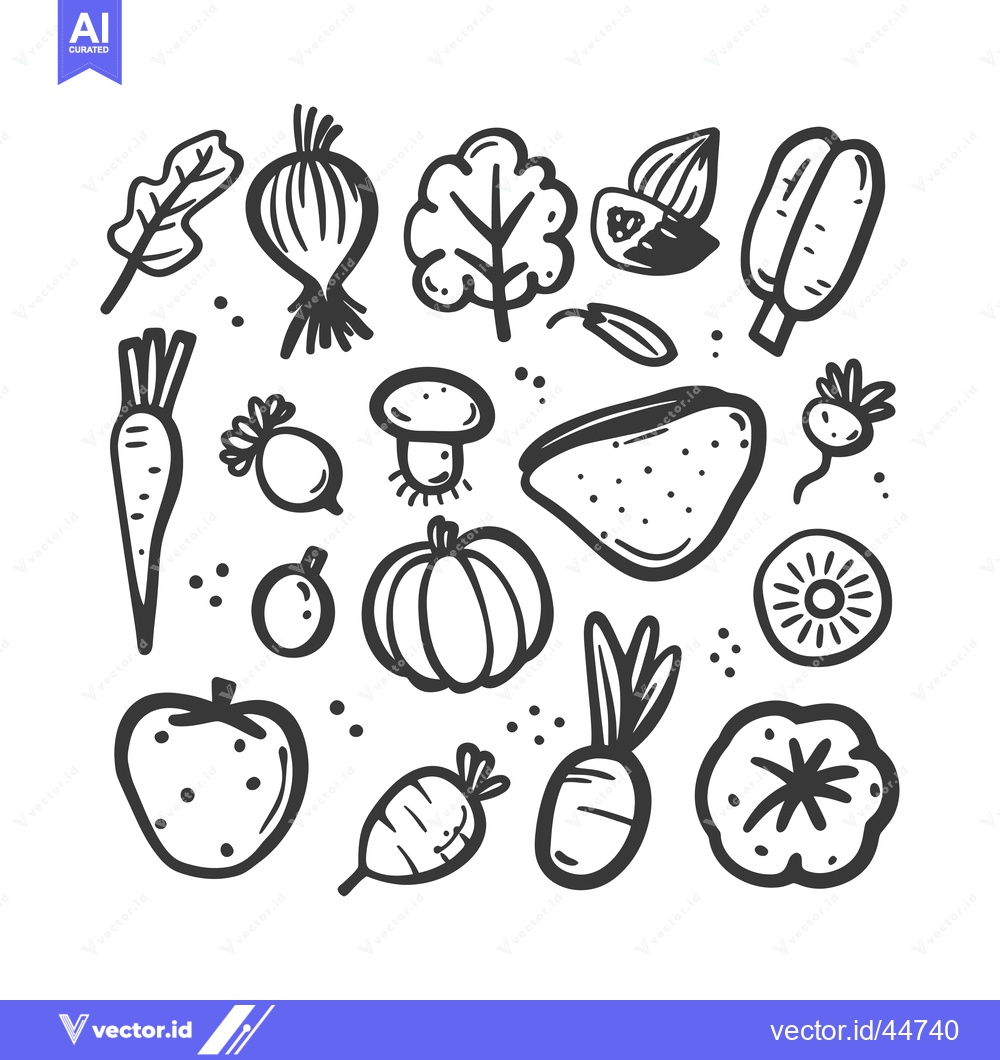Premium Vector dari Hand-Drawn Doodle Illustration of Various Vegetables and Fruits