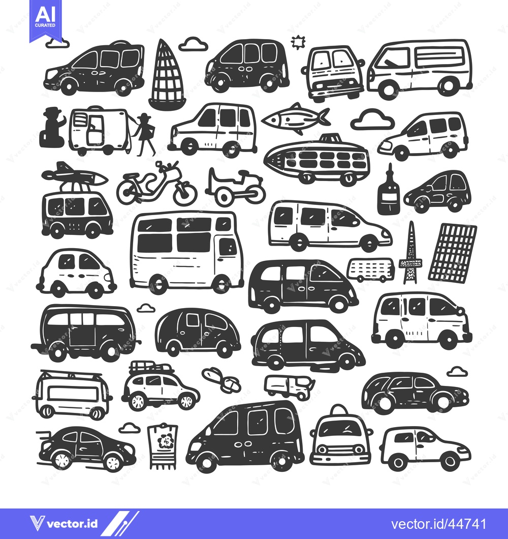 Premium Vector dari Hand-drawn Doodle Illustration of Various Vehicles and Transportation