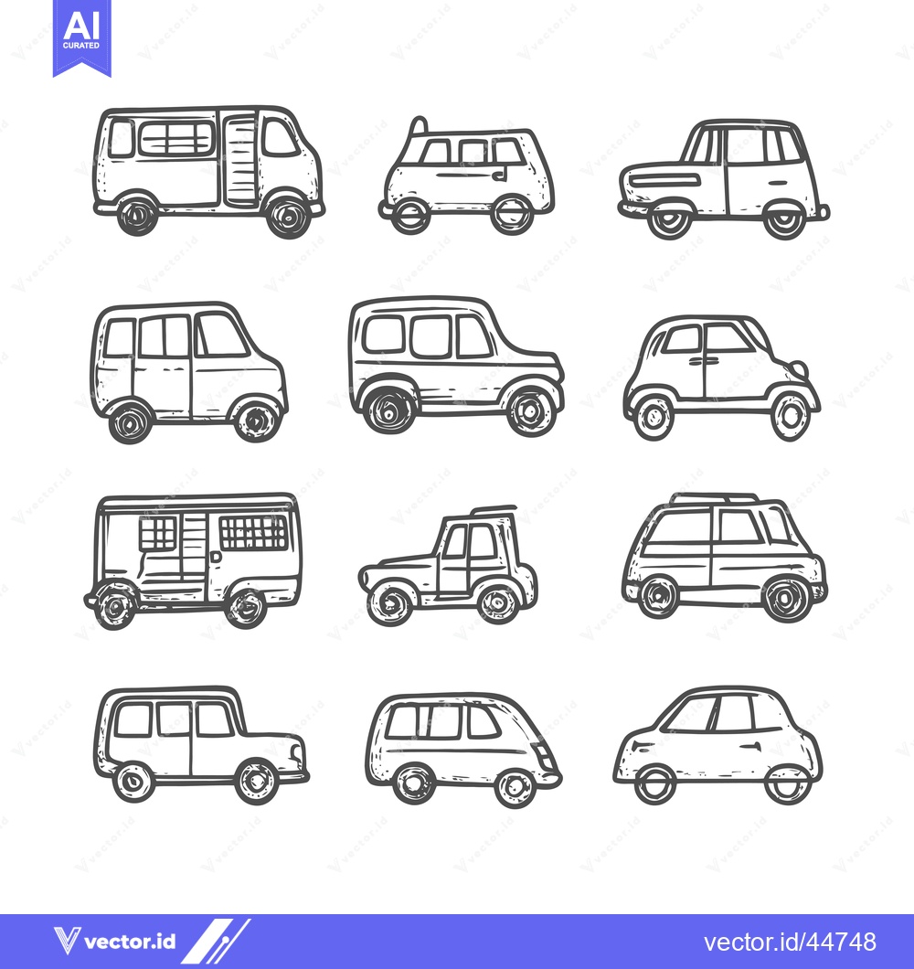 Premium Vector of Hand-drawn doodle illustrations of various car types