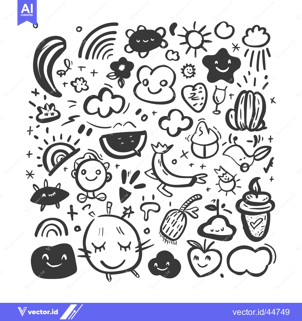 Premium Vector dari Hand-drawn doodle illustrations of various cute characters and objects